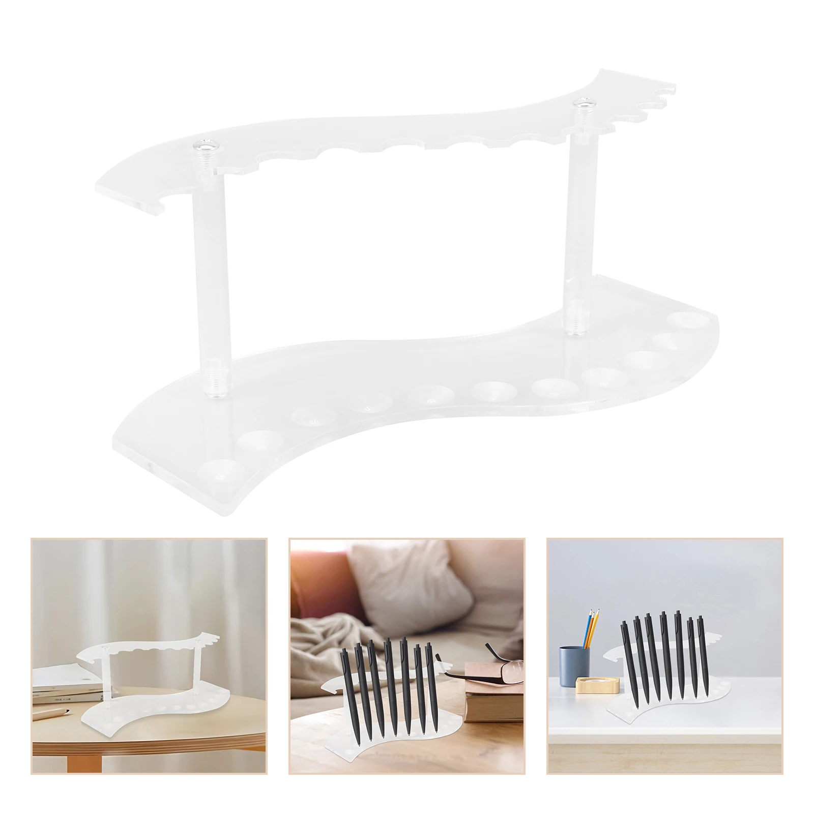 Acrylic Pen Holder Desk Organizer Rack for Pens Eyebrow Makeup Brushes Storage Display Stand Large Capacity