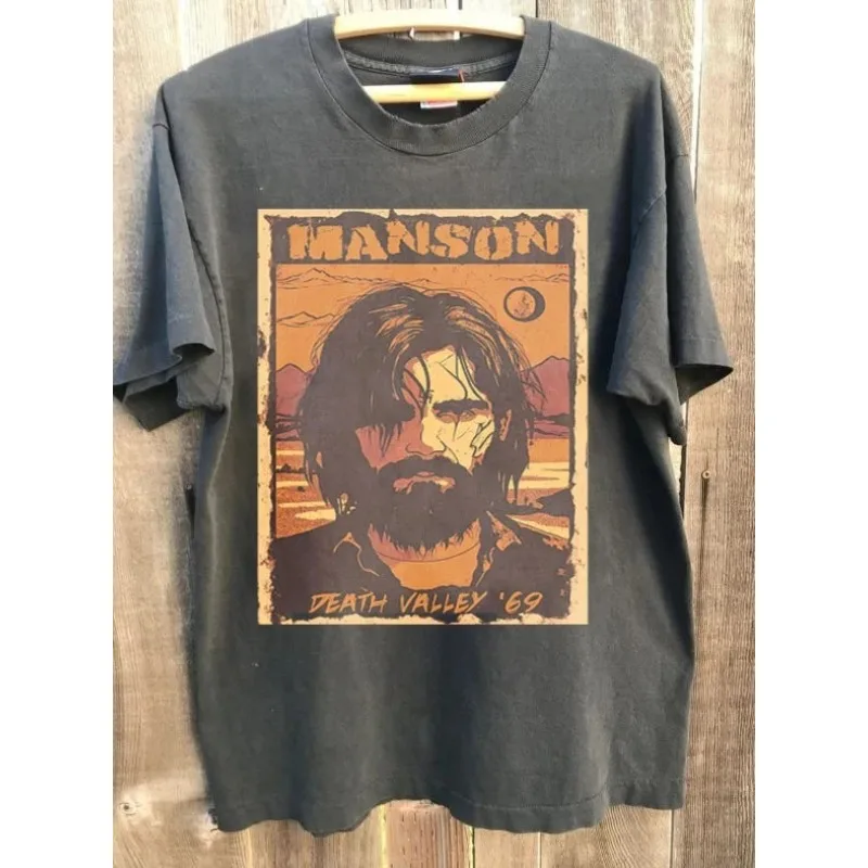 Charles Manson Death Valley '69 Pattern Charcoal Gray Men's Summer New Casual Unisex T-shirt