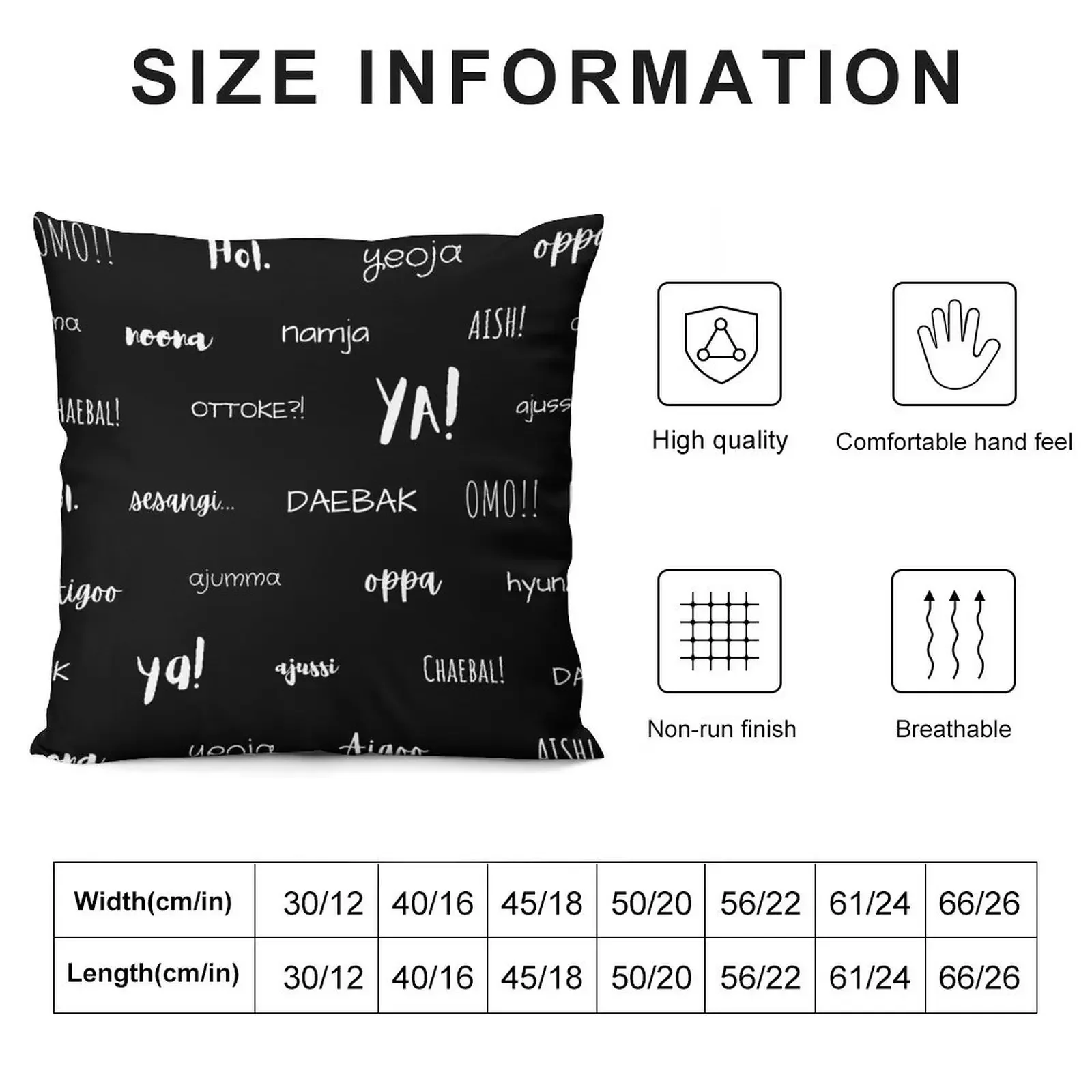 Kdrama Vocabulary Throw Pillow pillow pillowcase Christmas Covers Custom Cushion Pillowcase Cushion pillow