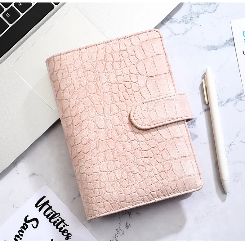 New Crocodile Pattern A6 PU Leather DIY Binder Notebook Only Covers Diary Books Schedule Covers School Stationery