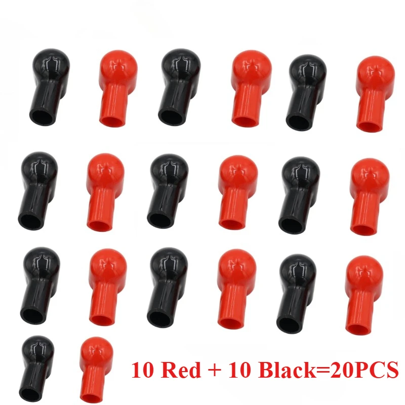 

20 Pcs Battery Terminal Boots Covers Insulating Protector Cable Lug Caps Insulating Covers Replacement Tools Red/Black 12x20mm