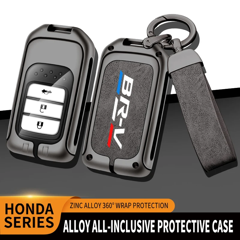 

New Car TPU Zinc Alloy Key Case Bag For Honda BR-V Logo Car Key Chain Car Metal Key Shell Car Interior Decoration Accessories