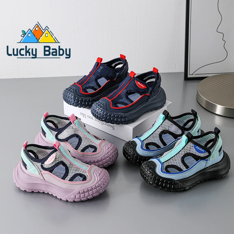 

Летние сандалии для мальчиков, детская обувь, детские повседневные кроссовки, дышащие роскошные теннисные спортивные сандалии с закрытым носком для мальчиков, уличный пляж