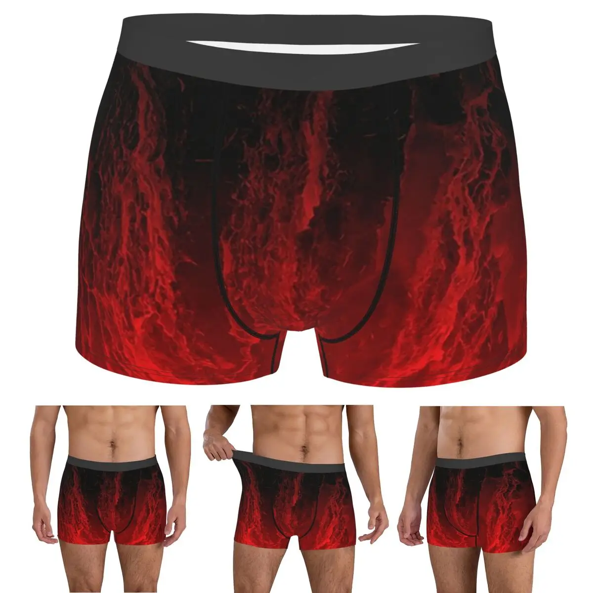 Boxer Underpants Shorts Red Fire Flame Panties Men's Soft Underwear for Homme Man Boyfriend Gift