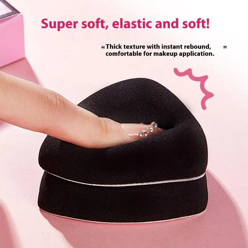2개/세트 파우더 퍼프 보관함 포함 부드러운 삼각형 에어 쿠션 스펀지 메이크업 퍼프 컴팩트 퍼프 스펀지 뷰티 메이크업 도구 세트