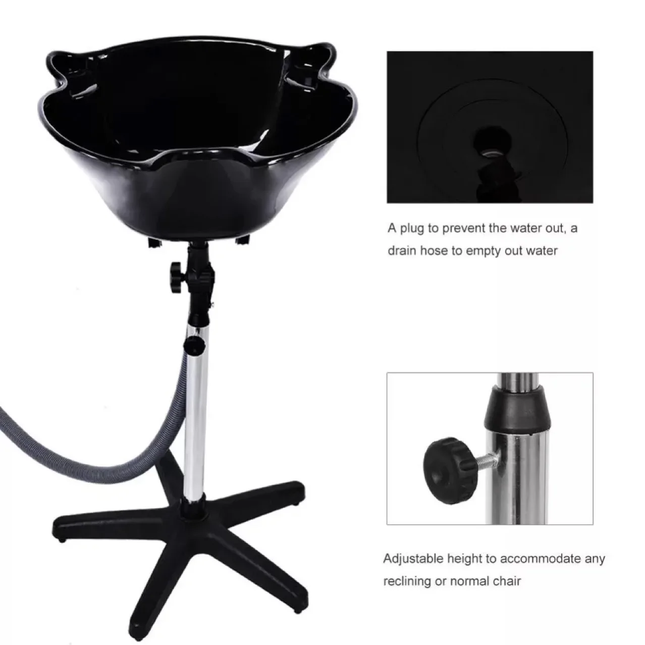 Shampoo Bowl Portable Salon Sink with Adjustable Height and Drain  Barbershops Hair Backwash Bowl Shampoo Basin Barber Tool