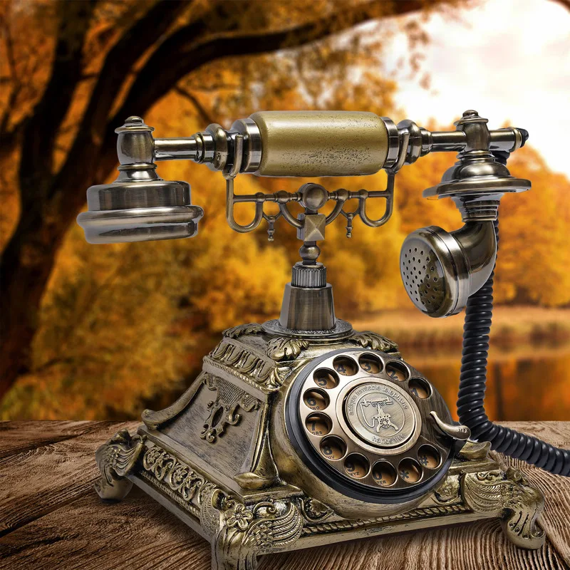 Retro Rotary Dial Phone Vintage Desktop Decoration Antique Style Telephone Corded Teleaud Luxury Design Living Room Decoration