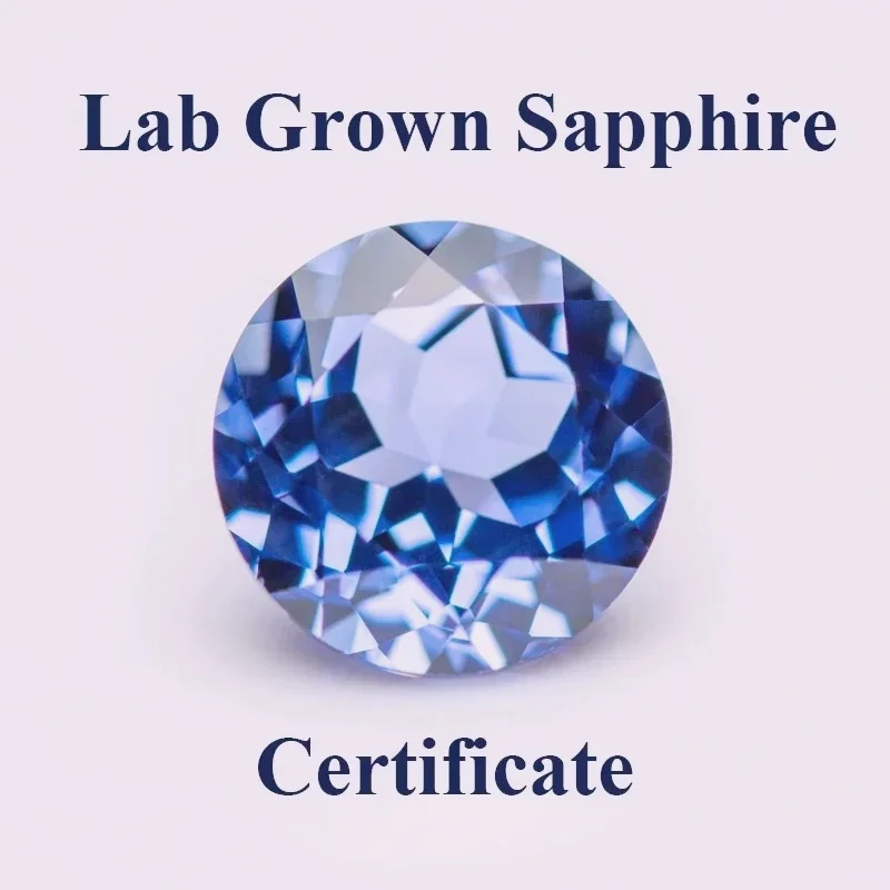 

Lab Grown Sapphire Round Shape Cornflower Color Charm Beads For DIY Jewelry Making Pendant Materials Selectable AGL Certificate