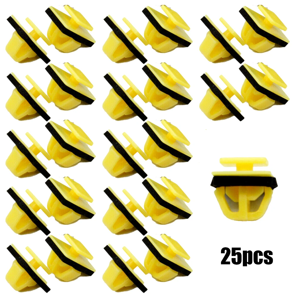 25Pcs Car Door Trim Strip Guard Plate Anti-collision Strip Clip Yellow D184 For Hyundai Replacement 87758-35000 For Auveco 21064