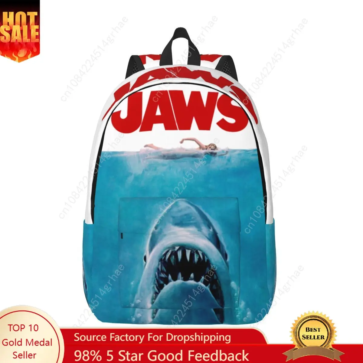 Jaws Original Movie Cool Backpack Outdoor Student Business Retro Daypack for Men Women Laptop Computer Canvas Bags