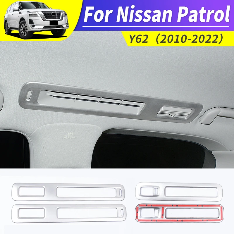 

For Nissan Patrol Y62 2010-2022 2021 2019 Air Outlet Decoration Frame Stainless Steel Interior Patch Highlight Strip Accessories