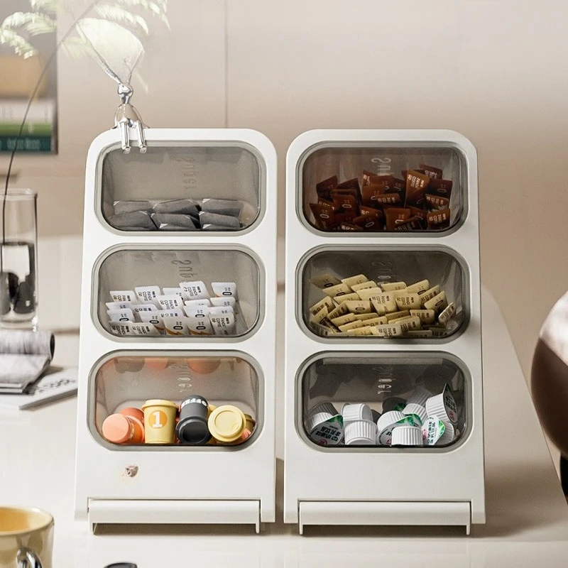 3 Tier Tea Bag Organizer Plastic Coffee Capsule Storage Box Large Capacity Desktop Holder for Kitchen Coffee Bar Office Pantry