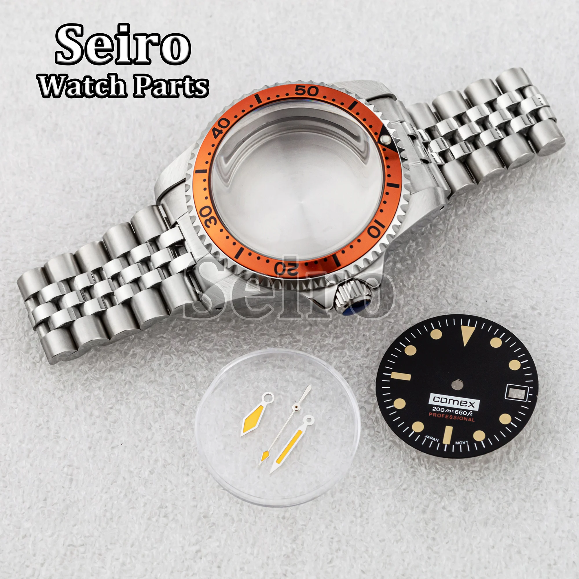 Vintage Restro 39MM Watch Case Black Dial Silver Jubilee Strap Watchcase Green Luminous Hands Needles for SUB GMT NH36 Movement