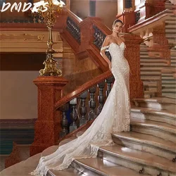 Charming Lace Wedding Dress Romantic Customized  Bridal Gown Graceful Sleeveless Trumpet Floor-Length Bridal Dress Vestidos