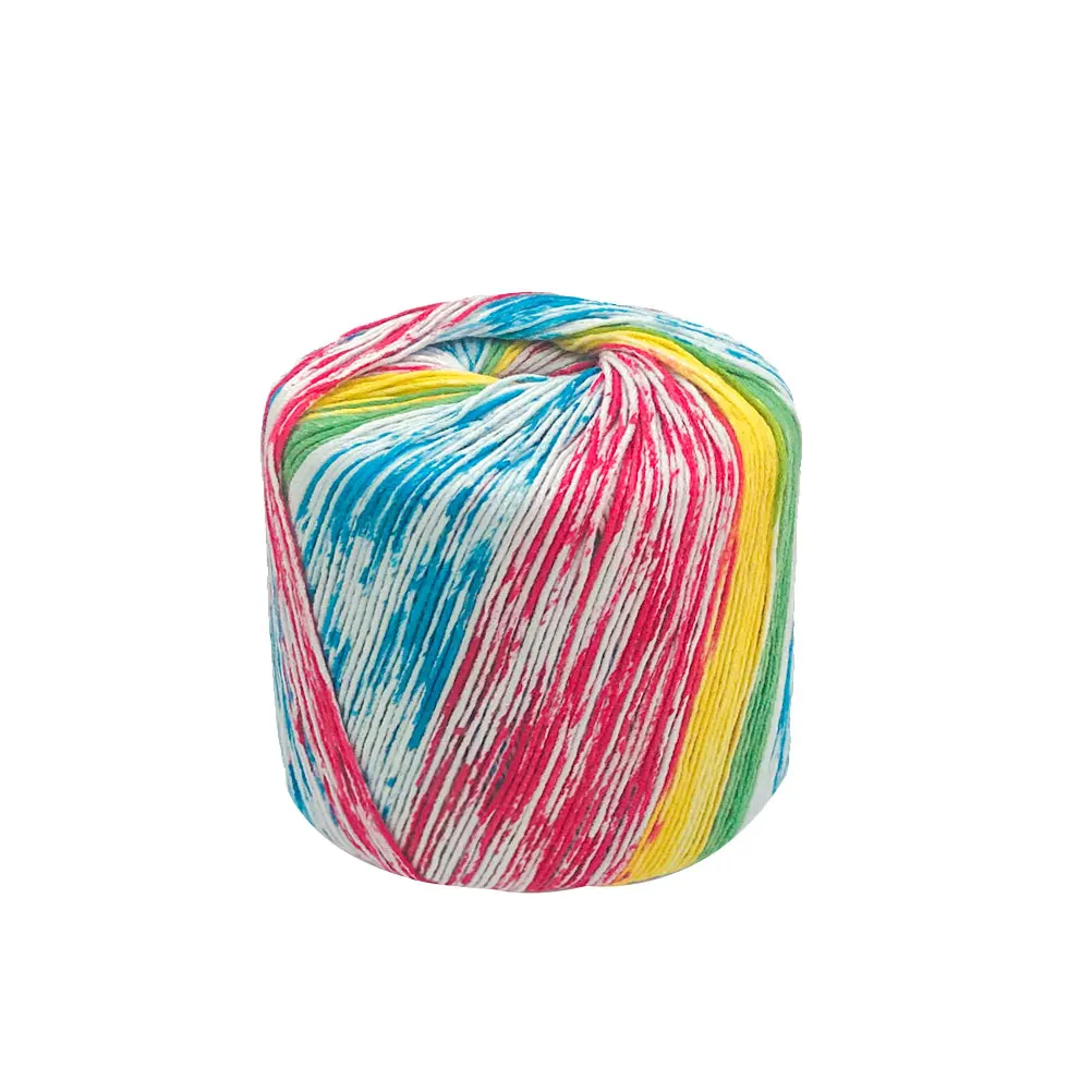 

Hand Knitting Yarn Lace Thread Cotton Crochet Multicolor Pastel Gradient Baby for Crocheting