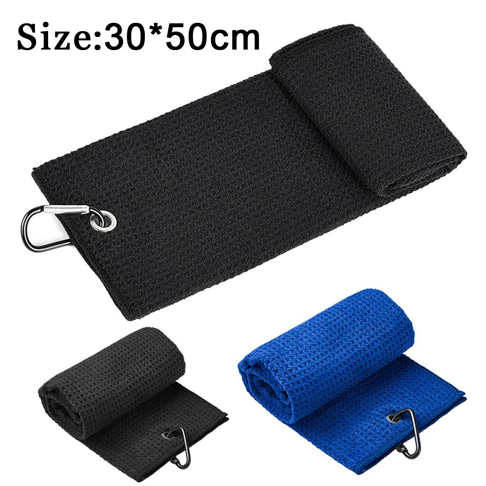 50*30cm Golf Towel Waffle Pattern Cotton With Carabiner Clip Cleaning Towels Microfiber Hook For Golf Sports lovers new for sale