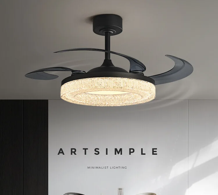 Italian light luxury fan chandelier sense full spectrum eye protection restaurant chandelier strong invisible silent fan light