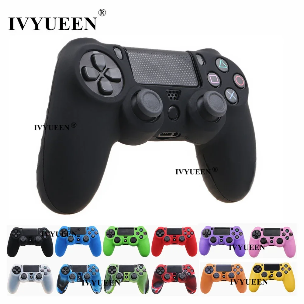 IVYUEEN for Sony PlayStation 4 PS4 DS4 Pro Slim Controller Silicone Case Protective Cover Skin Thumb Grips Caps for Dualshock 4