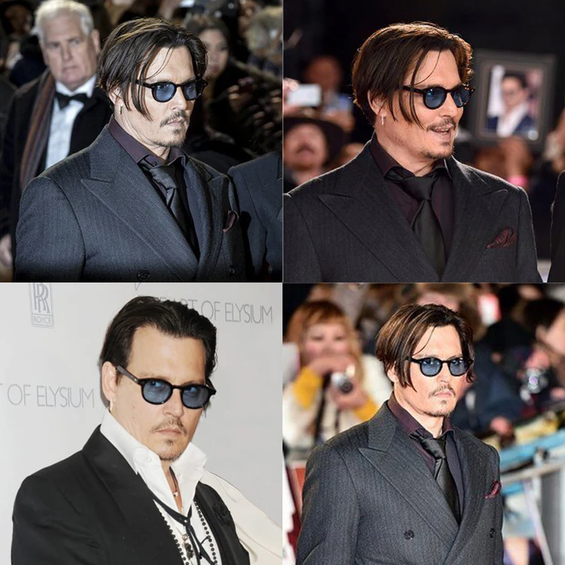 Okulary przeciwsłoneczne Johnny Depp Man Lemtosh niebieska polaryzacyjne okulary przeciwsłoneczne kobieta octan luksusowa marka Vintage gogle