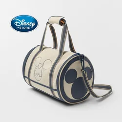 Disney Bowling Handbag Mickey Mouse Canvas Print Backpack Large Capacity Children Ladies Shoulder Crossbody Cylinder Bag