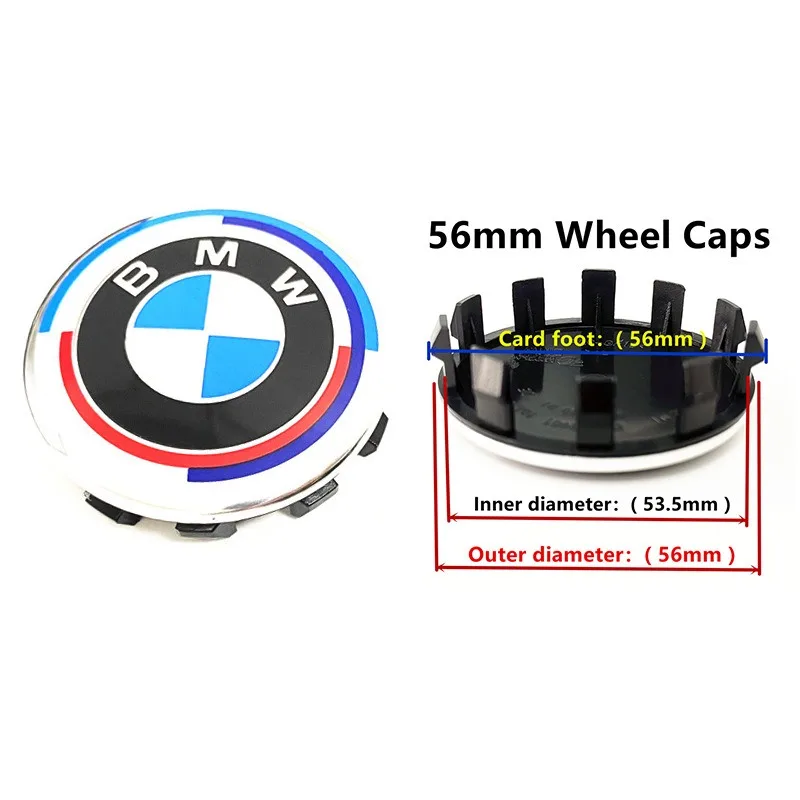 

7pcs 50th Anniversary Special Limited Edition Joint Model Modified Front and Rear Logo Wheel CapsSuitable for b-BMW Car Logo