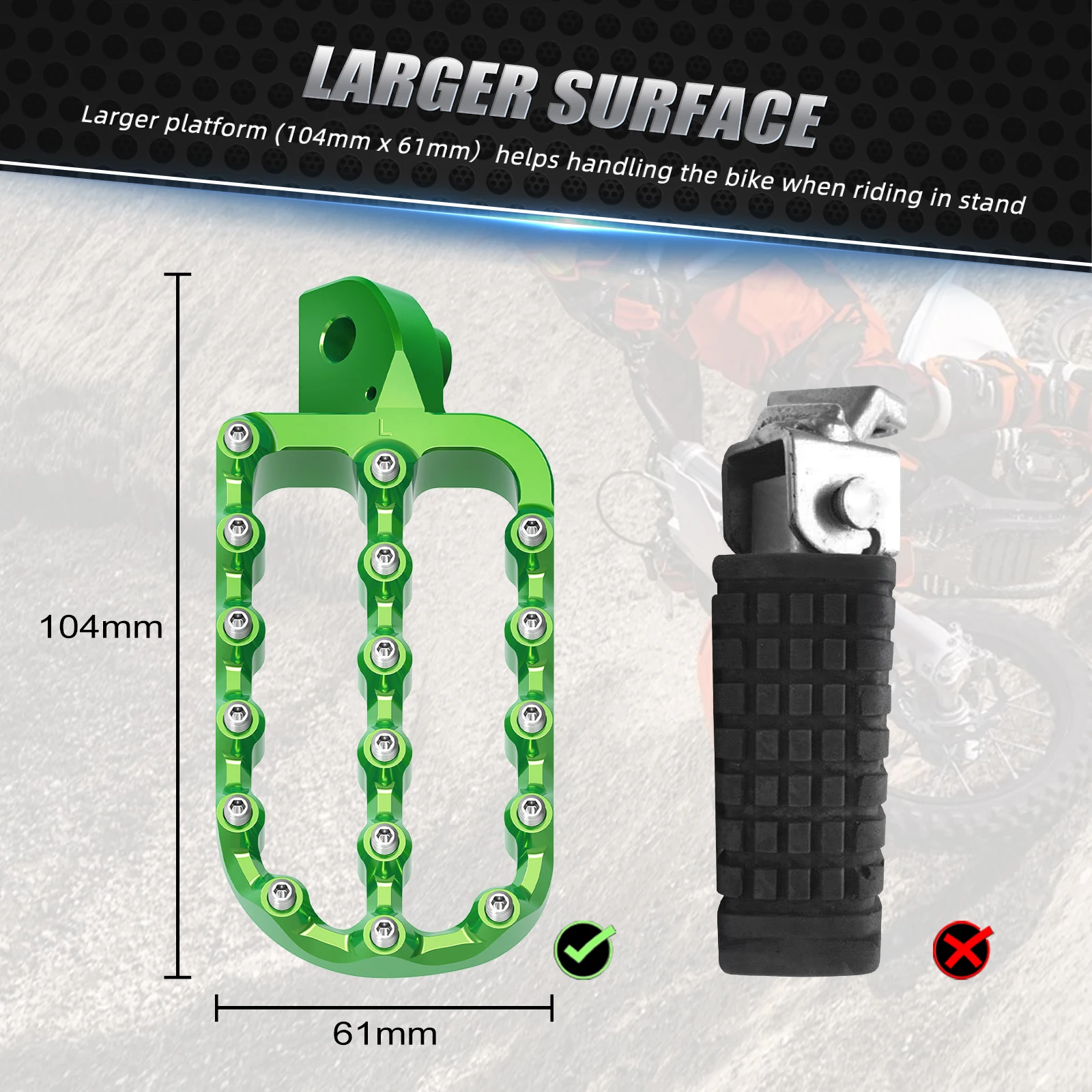 For Kawasaki 1987-2024 KLR650 KLR 650 Motorcycle Footpegs Footrest Foot Pegs Forged Larger KLR650 KLR 650 1987-2024 2022 2021