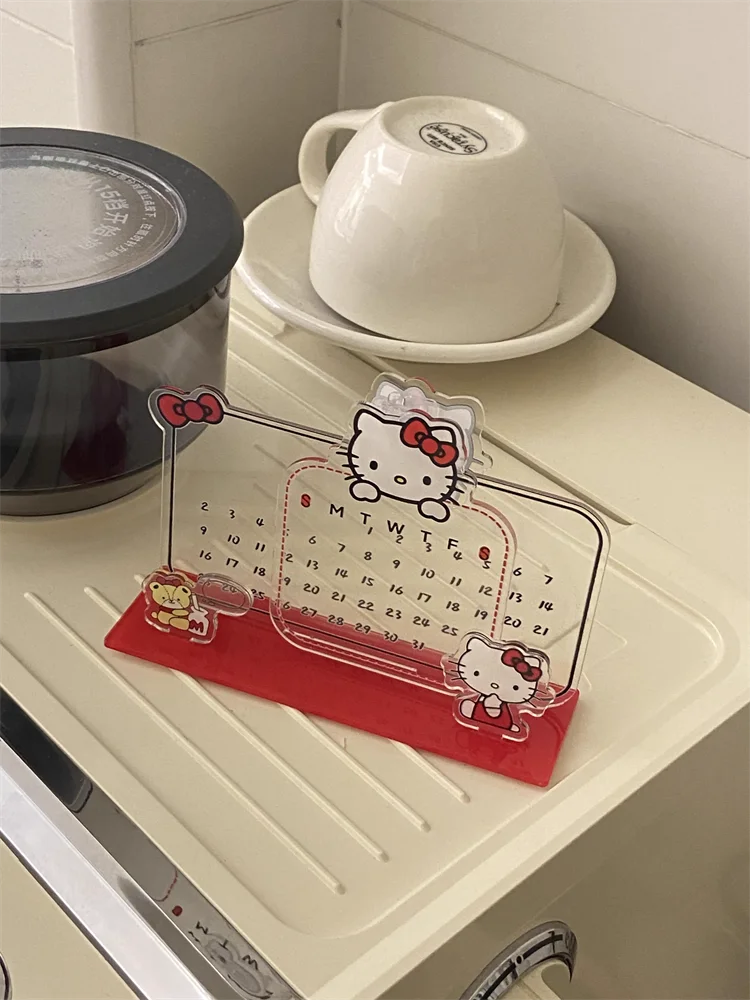 อะคริลิค Sanrio การ์ตูน Hello Kitty ปฏิทินเครื่องประดับ Erasable แผงนักเรียนสอบนับถอยหลังปฏิทินวันหยุดอะนิเมะอุปกรณ์ต่อพ่วง