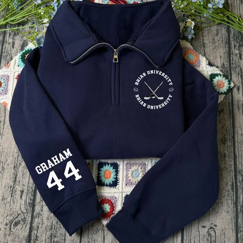 

Briar University Graham 44 Hoodies Quarter Zip Men Women Bookish Merch Sweatshirts Hockey Romance Sweatshirt and Hoodie Clothes