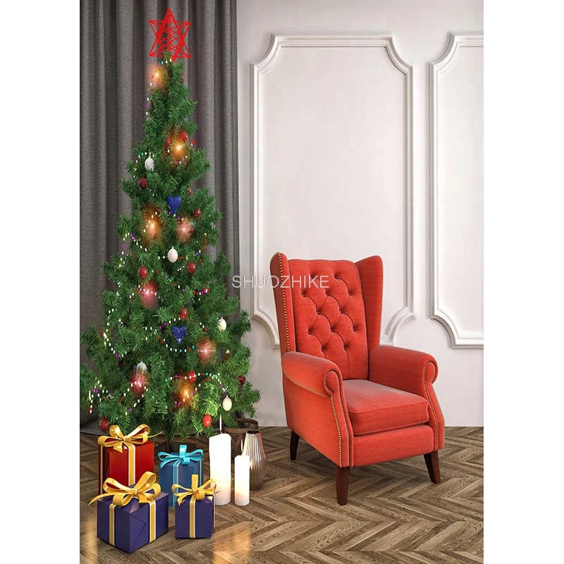 SHUOZHIKE Christmas Backgrounds For Photography Winter Snow Gift Baby Newborn Portrait Photo Backdrop Photocall  STY-02