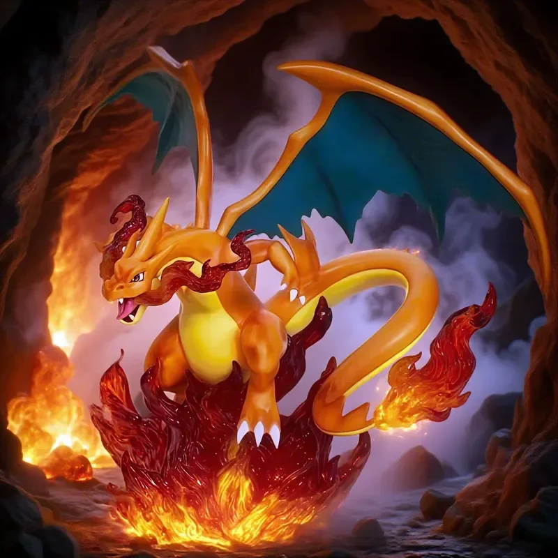 

PokéMon Fire-Type Pocket Monsters Charizard Illuminated Base Figure Collection Ornaments Childhood Classic Anime Peripheral Gift