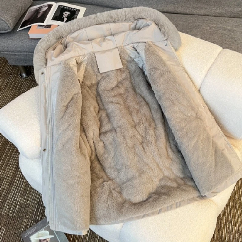 Women Winter Pie Overcome Jacket New Korean Thick Cotton Padded Jacket Big Fur Collar Hooded Fleece Cotton Clothes Female Parkas