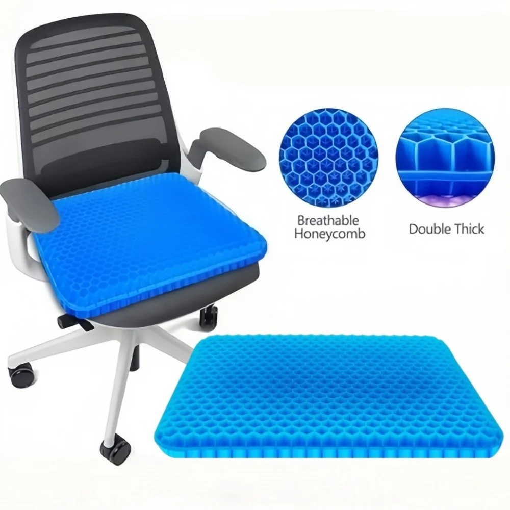 Honeycomb Design Soft Silicone Cushion Pressure Relief Breathable Driving Sedentary Seat Pad for Elasticity Waist Protection Pad