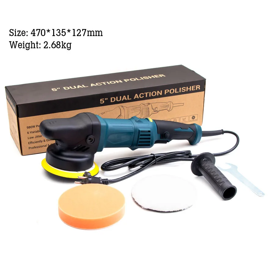 

5" 980W Professional High Power Car Polisher Portable Auto Polishing Machine With Pads Floor Waxing Scratch Surface Repair Tools