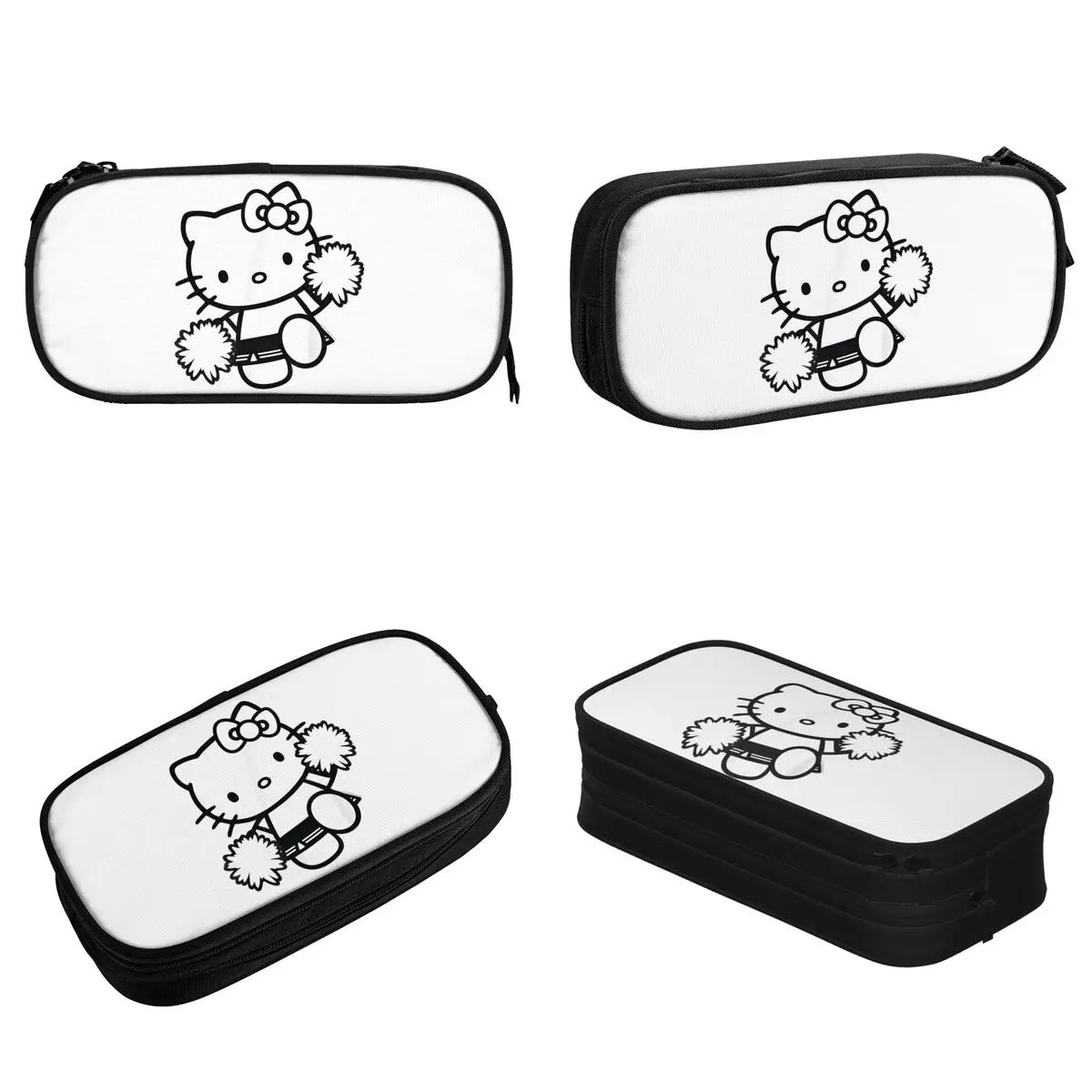 Hello Kitty Cheerleader Squad Team School Pencil Case Cartoon Pen Holder Bags Student Big Capacity Supplies Zipper Pencil Box