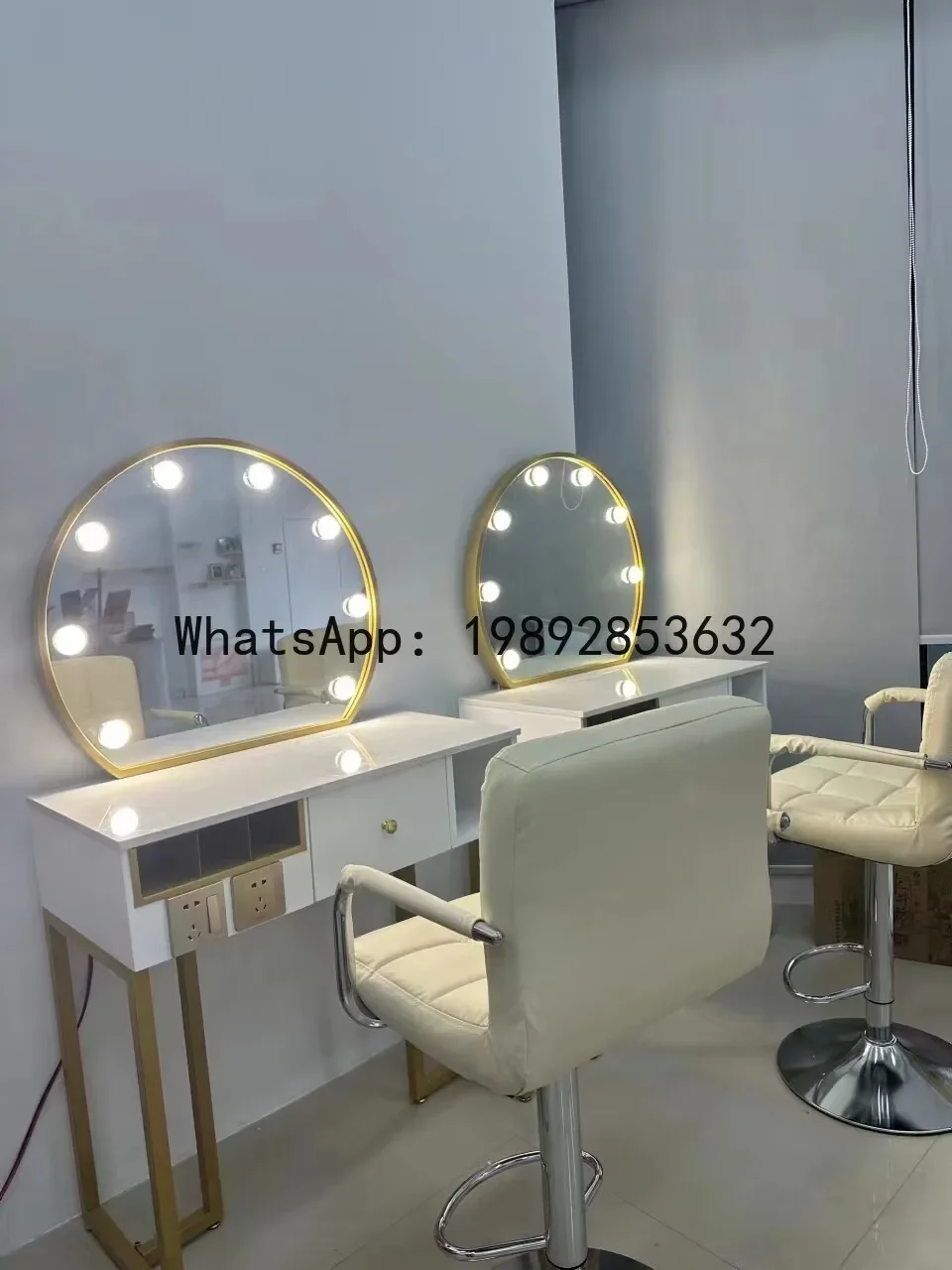 

a-16 vanity table with lighted mirror - marble makeup vanity for beauty salons and bedrooms