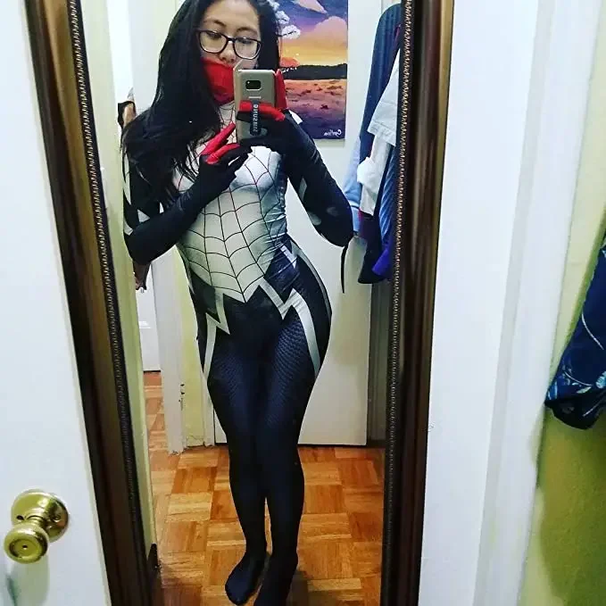 Disfraz de Cosplay de Spiderman y Cindy Moon para mujer, traje de superhéroe Zentai para fiesta de Halloween