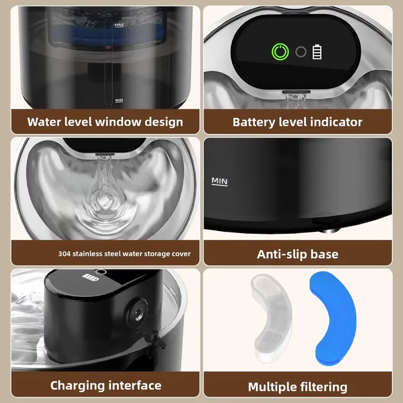Smart Charging Automatic Stainless Steel Outdoor Pet Water Drinker (for cats and dogs) with Removable Water Drinker