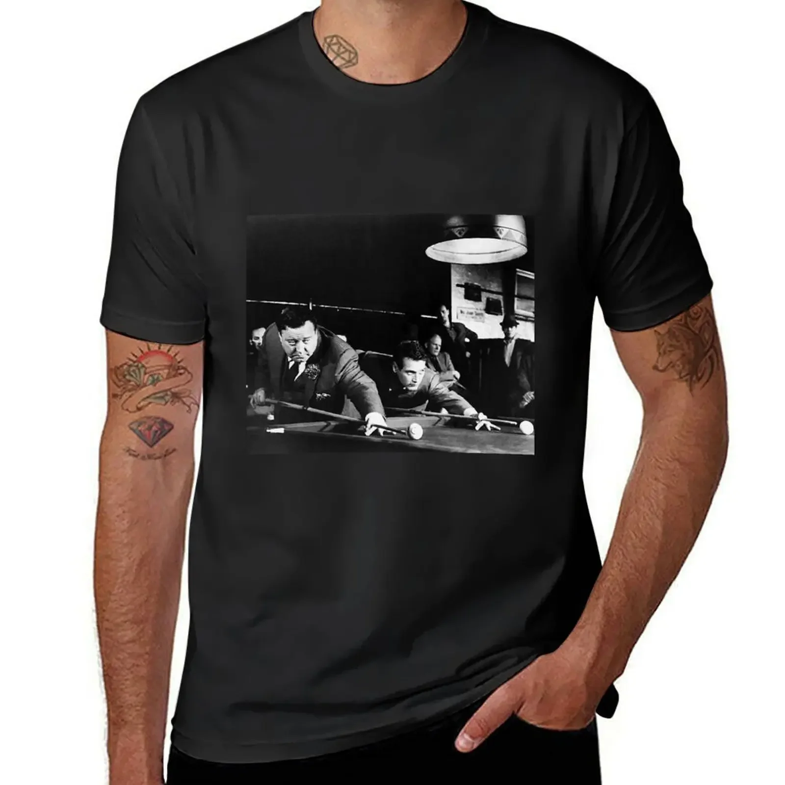 Jackie Gleason And Paul Newman Playing Billiard T-Shirt man t shirt rapper graphic tees Men's clothing