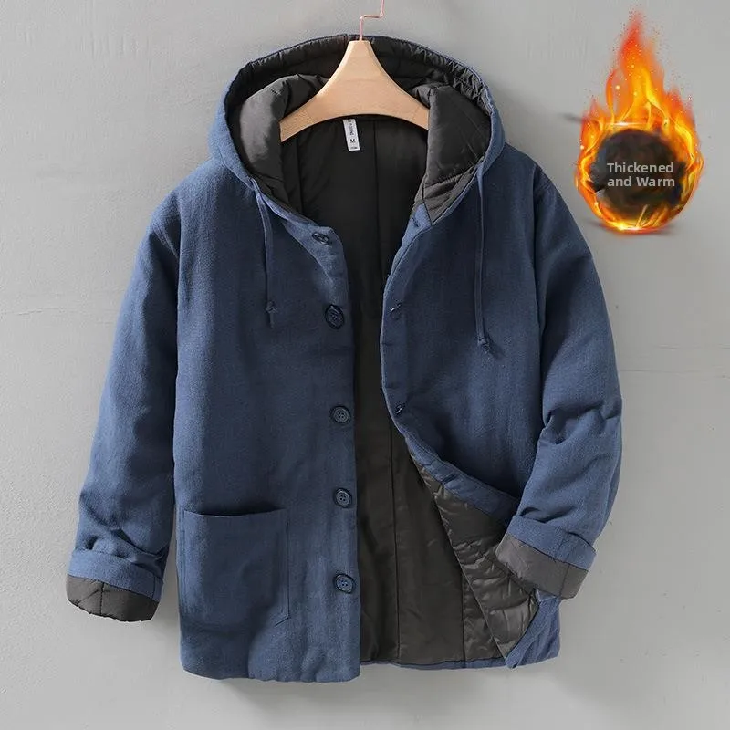 

Ретро-пальто на зиму с воротником на пуговицах, свободного кроя, теплое, хлопковое, удлиненное, на одной пуговице, молодежный стиль