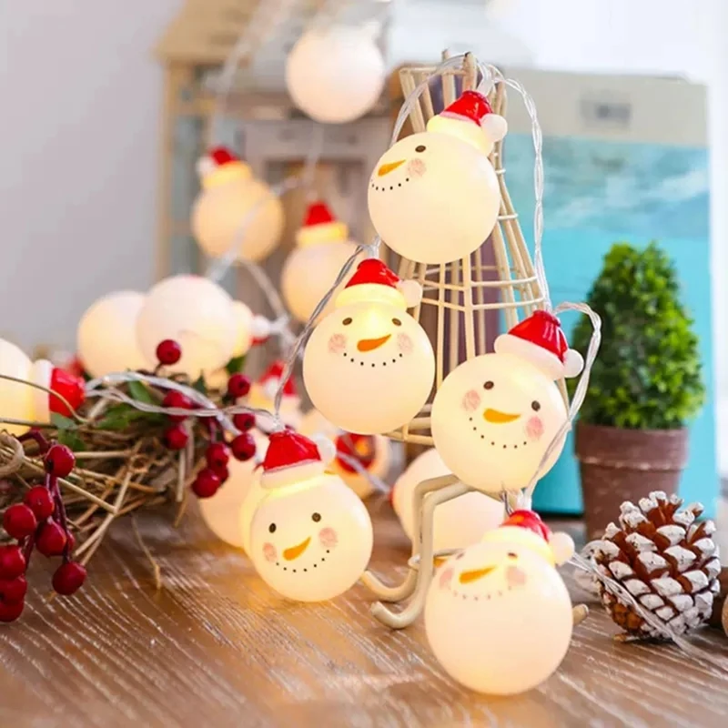 Outdoor LED Snowman String Light, Decoração Do Jardim De Natal, Decoração De Iluminação Do Feriado, Decoração Do Casamento, Durável, 1.5m, 10 Lâmpada