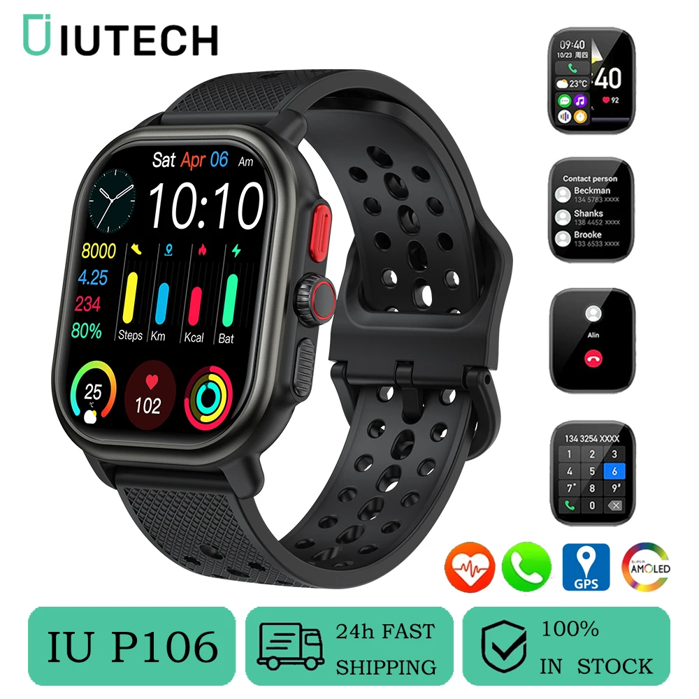 

IUTECH P106A Smart Watch 2024 NEW 2.06"Touch Screen DIY Dial Watches Bluetooth Call Health Monitoring Smartwatch for Men Women