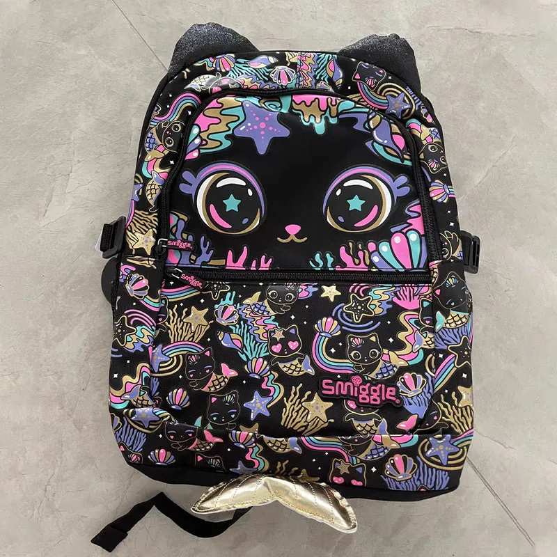 Genuine Australian Smiggle Black Cat Fashion Student Backpack Children'S Stationery Box Backpack Wallet Lunch Bag Student Gift