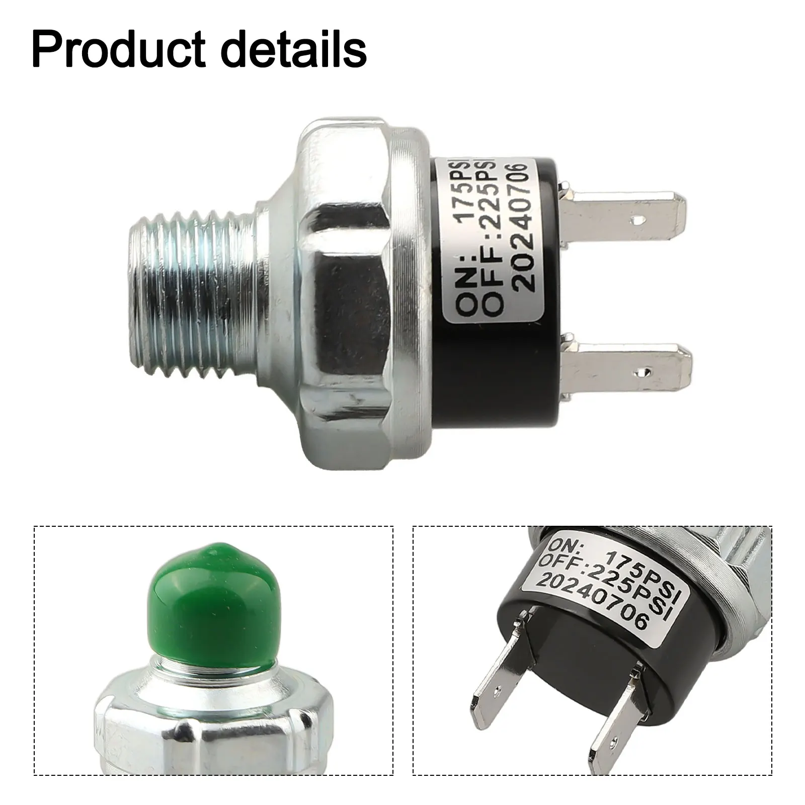 Air Compressor Pressure Control Switch Designed for Tank Installation Operating at 175225 PSI with 1/4 NPT Thread
