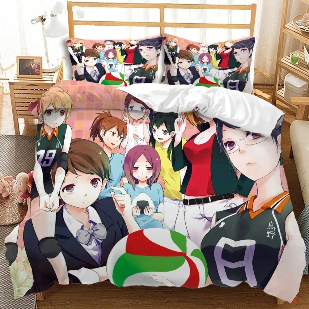 

Haikyuu Bedding Set 3D Printed Volleyball Boys Cartoon Anime Duvet Covers Set Luxury Bedclothes For Kids Gift Decor Home