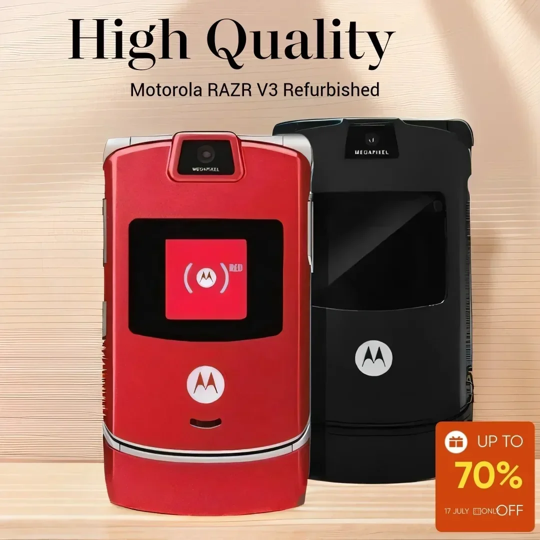 90%BrandNew Original Motorola RAZR V3 GSM Refurbished High Quality Unlocked Flip Bluetooth Phone GSM 850/900/1800/1900 celulares