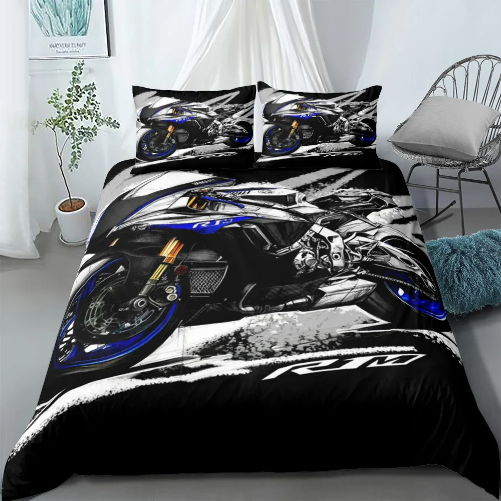 Motorcycle Rider Duvet Cover Set UK Single Double Queen US Twin Full King Size Bed Linen Set
