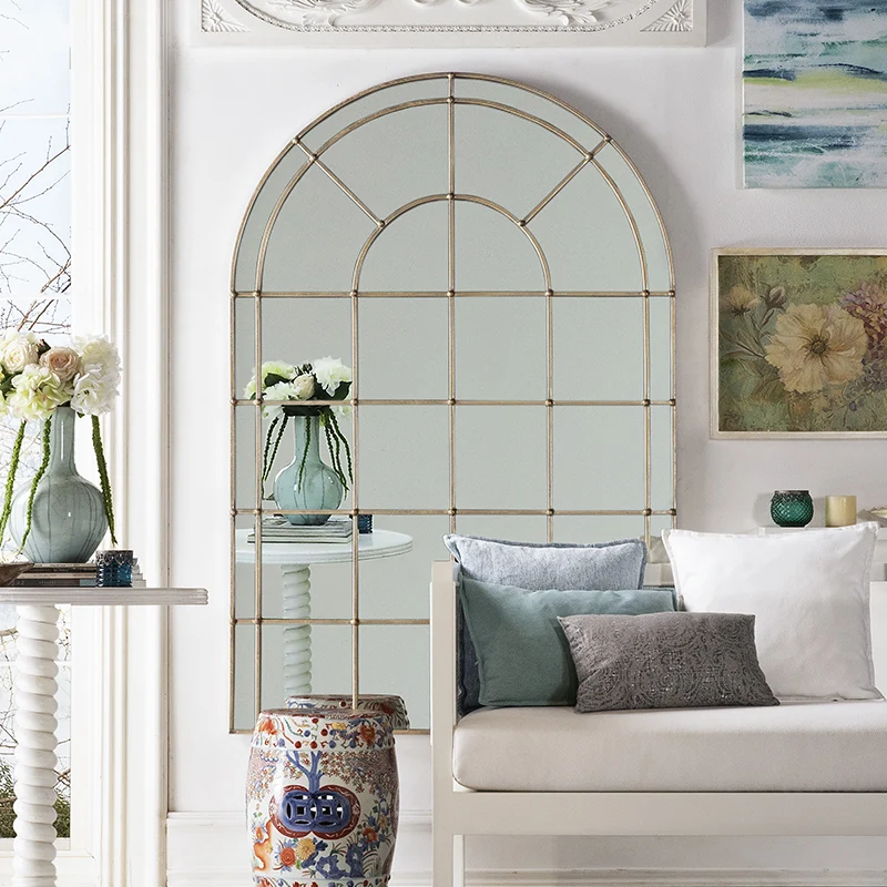 مرآة ذهبية فاخرة لغرفة المعيشة الحديثة ديكور مخصص الشمال مرآة الطابق الجمالية حديقة إنفينيتي شبيجل العصا المنتجات المنزلية