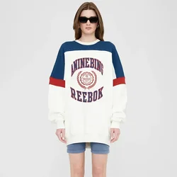 Early Autumn New Niche AB Front Letter Sticker Embroidery Contrasting Color Round Neck Medium and Long Velvet Women's Sweater