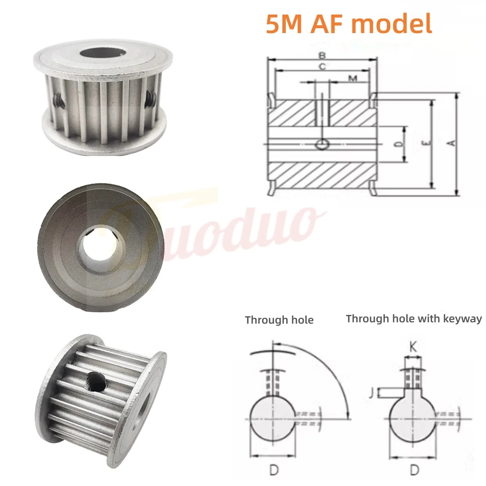 HTD 5M AF tipo 26/28 polea de correa de distribución de dientes apertura de rueda síncrona 5 ~ 28mm adecuada para correa de 10/15/20/25mm HTD5M de ancho