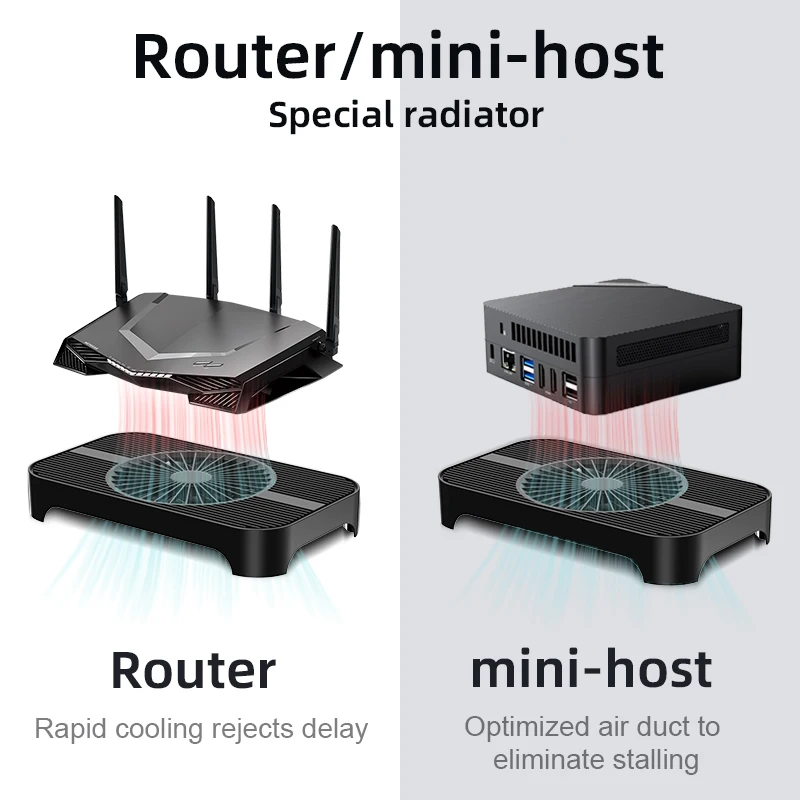 ZEZZIO Z-X3 Router Cooler Base Optical Modem Set-Top Box MINI Host Bracket 14CM Fan